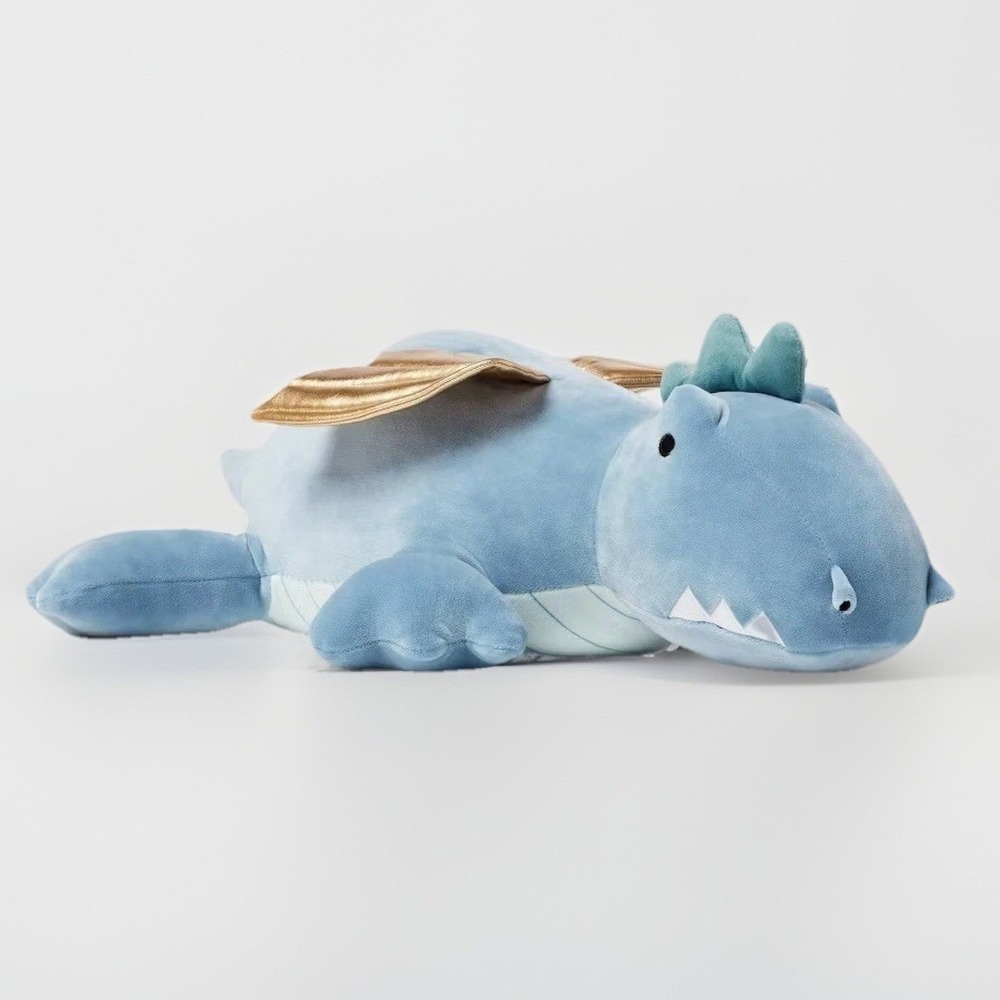 Pillowfort Weighted Plush Dragon Throw Pillow Soft Stuffed Animal for Kids Blue